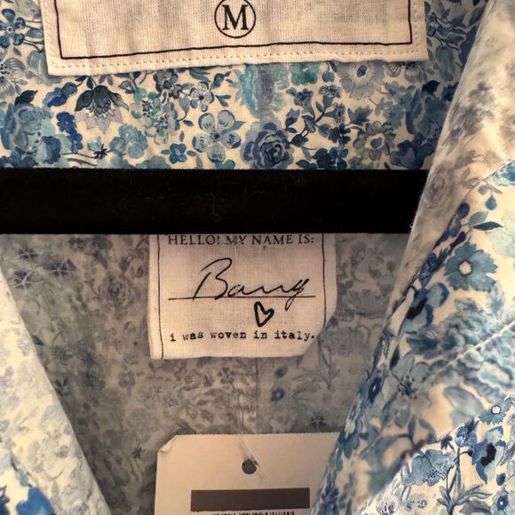 New Frank & Eileen Barry Floral Top Blue Button Front Pocket Long Sleeve Sz M - Picture 4 of 8